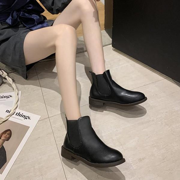 ブーツ ショートブーツ サイドゴア ローヒール 裏起毛 暖かい 秋 冬 Puレザー 革 黒 靴 シューズ レディース Sb Boots126b パーティードレス Style Block 通販 Yahoo ショッピング