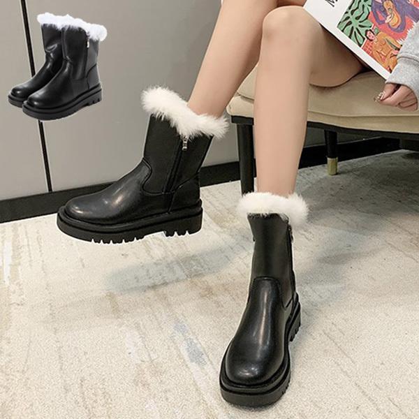 ブーツ ショート 厚底 裏起毛 暖かい 防寒 歩きやすい Puレザー 革 黒 靴 シューズ レディース Sb Boots153 パーティードレス Style Block 通販 Yahoo ショッピング