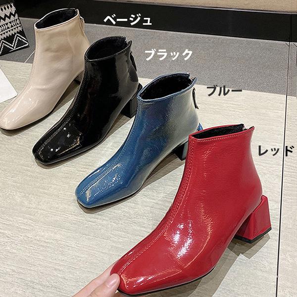 STYLEBLOCK ブーツ ショート 太ヒール 歩きやすい エナメル STYLEBLOCK ブーツ ショート 太ヒール 歩きやすい エナメル