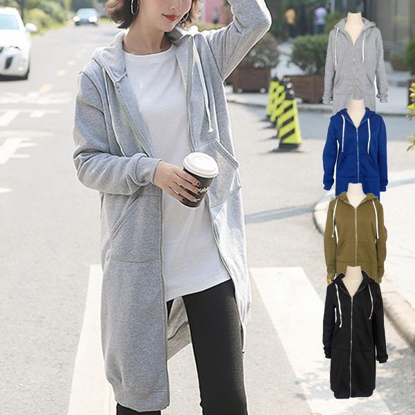 パーカー ロング ジップアップ 無地 長袖 秋 冬 黒 韓国 トップス レディース Sb Coat094 パーティードレス Style Block 通販 Yahoo ショッピング