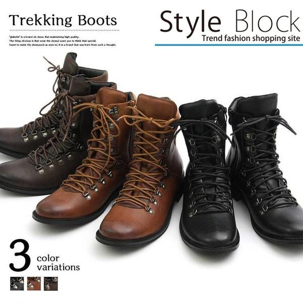 ブーツ トレッキングブーツ ロング 編み上げ レースアップ フェイクレザー 合成皮革 メンズ Sb Glbb 109 メンズファッション Styleblockmen 通販 Yahoo ショッピング