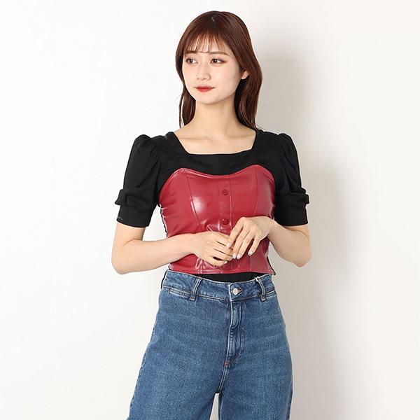 カップ付き 】カットアウトクロスストラップショートリブ