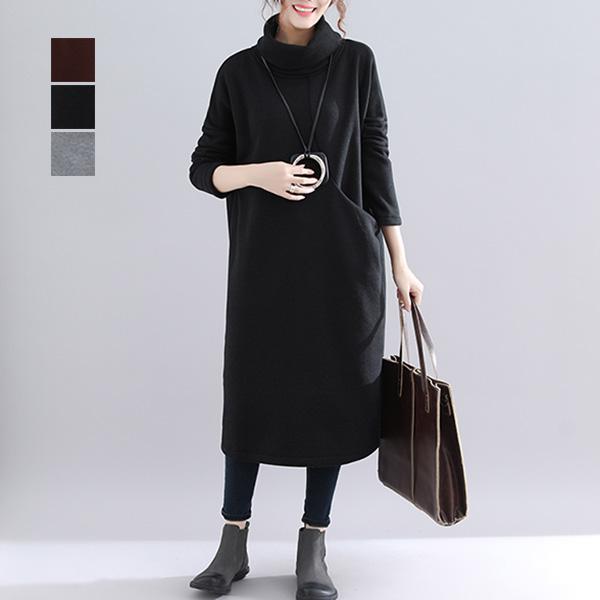 無地 ワンピース 春夏 ワンピース レディース きれいめ 春 黒 タートルネック ロング 膝丈 裏起毛 長袖 Sb Onepiece034 Styleblock スタイルブロック 通販 Yahoo ショッピング