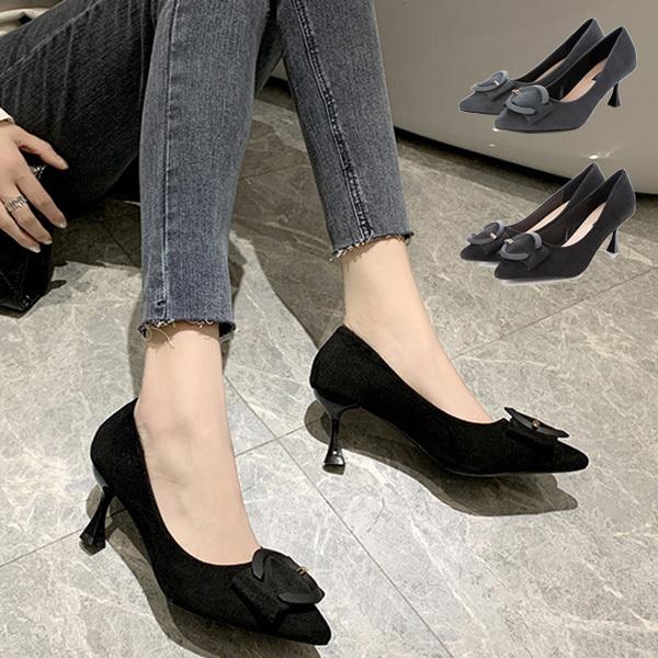 パンプス ハイヒール ピンヒール ポインテッドトゥ 黒 パーティー オフィス スエード バックル シューズ 靴 レディース Sb Pumps092 パーティードレス Style Block 通販 Yahoo ショッピング