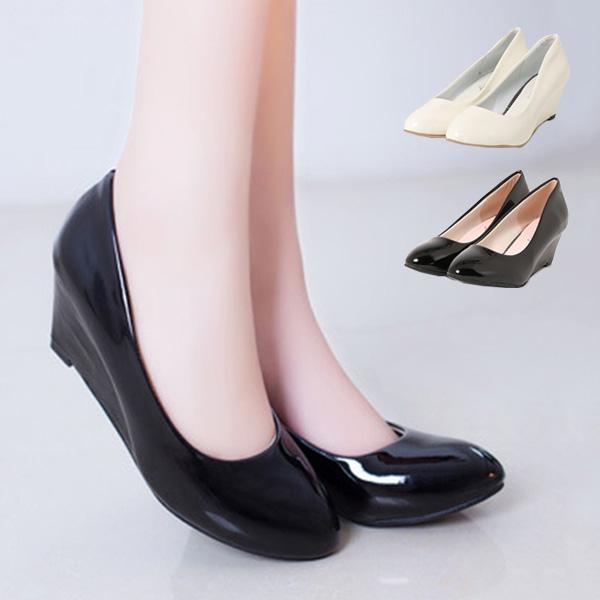 パンプス ウェッジソール エナメル ポインテッドトゥ パーティー オフィス 歩きやすい 結婚式 黒 シューズ 靴 レディース Sb Pumps102 パーティードレス Style Block 通販 Yahoo ショッピング
