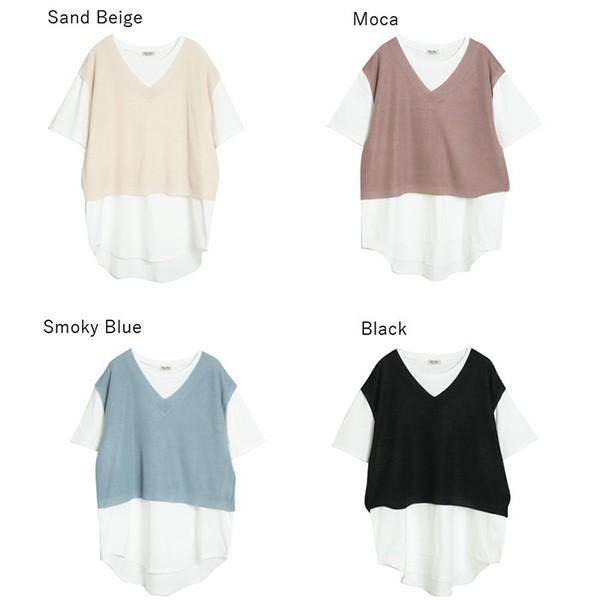 Tシャツ ニットベスト レディース セット レイヤードトップス カットソー 丸首 無地 半袖 5分袖 おしゃれ トップス Sb R メンズファッション Styleblockmen 通販 Yahoo ショッピング