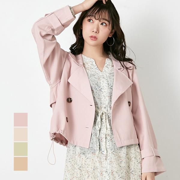 コート 春夏 トレンチコート コート レディース ショート 春 きれいめ ドロスト パステル ジャケット アウター Sb R Styleblock スタイルブロック 通販 Yahoo ショッピング