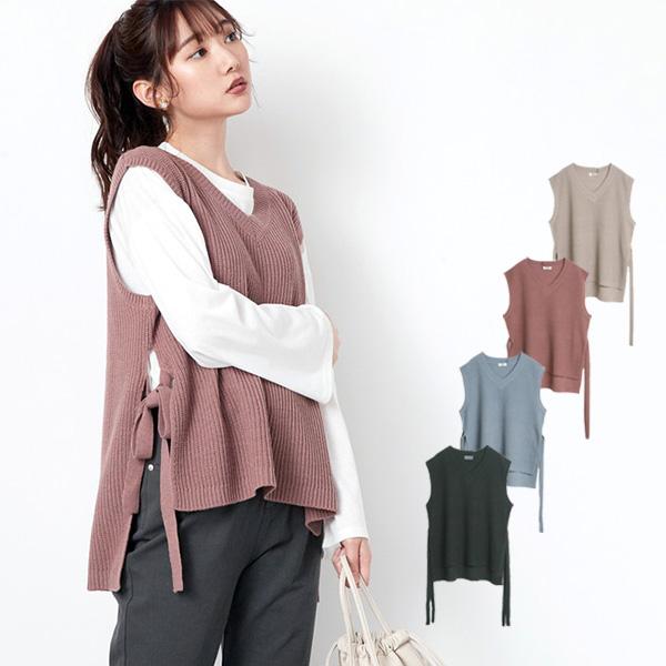 ベスト ニットベスト セーター ノースリーブ サイドリボン Vネック 無地 夏 レイヤード トップス レディース Sb R メンズファッション Styleblockmen 通販 Yahoo ショッピング