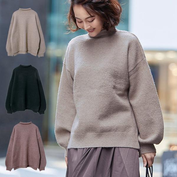 ニット セーター ボトルネック ハイネック 厚手 無地 秋 冬 ボリューム袖 長袖 トップス レディース Sb R メンズファッション Styleblockmen 通販 Yahoo ショッピング