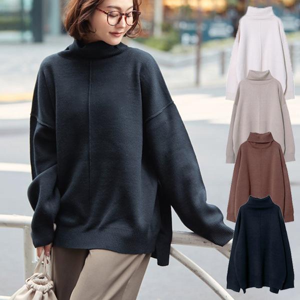 ニット セーター タートルネック ハイネック リブ 秋 冬 白 黒 長袖 アウトシーム センターシーム ワイド トップス レディース セール 2818s Sb R メンズファッション Styleblockmen 通販 Yahoo ショッピング