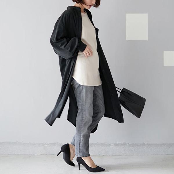 ワンピース シャツワンピ ロング 長袖 秋 冬 きれいめ スエード ボリュームスリーブ 膝下 無地 バンドカラー レディース Sb R メンズファッション Styleblockmen 通販 Yahoo ショッピング