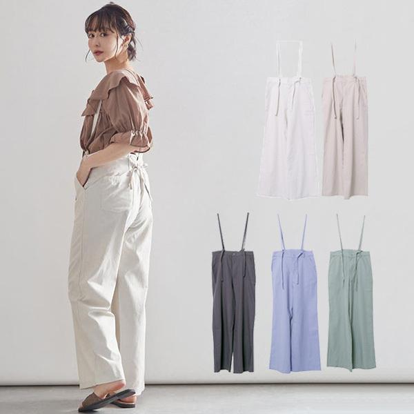 ワイドパンツ サスペンダー付き サロペットパンツ レースアップ 無地 夏 12分丈 ロング ボトムス レディース セール 2818s Sb R Styleblock スタイルブロック 通販 Yahoo ショッピング