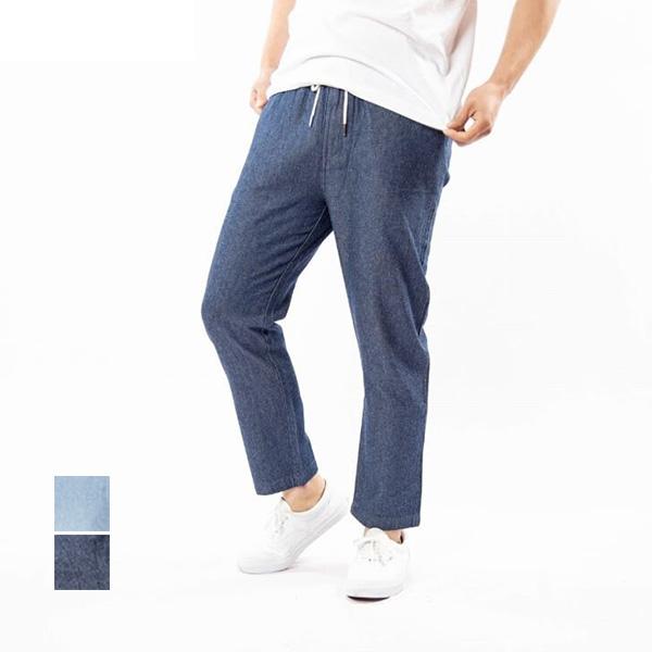 デニムパンツ イージーパンツ メンズ ストレート デニム シャンブレー ジーンズ ロング 12分丈 無地 ボトムス Sb S メンズファッション Styleblockmen 通販 Yahoo ショッピング