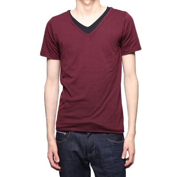 Tシャツ カットソー 半袖 Vネック レイヤード 重ね着 無地tシャツ トップス メンズ Sb S メンズファッション Styleblockmen 通販 Yahoo ショッピング