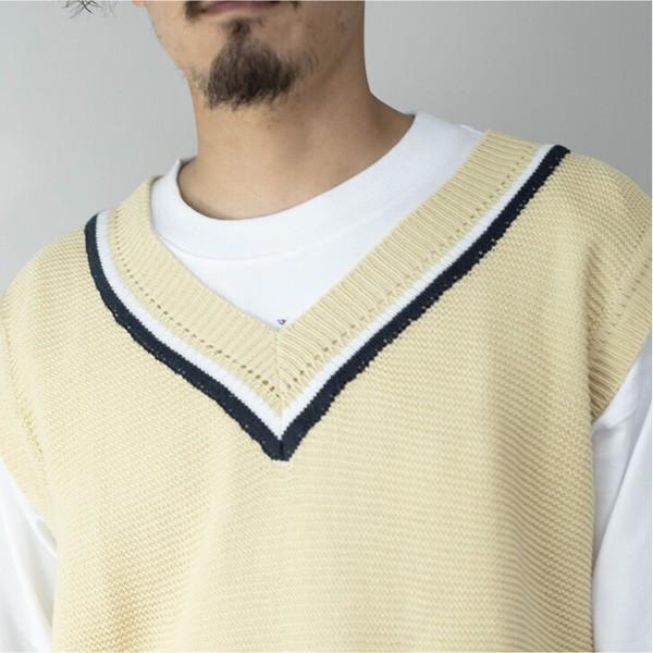 注目のブランド おしゃれ コーデ カジュアル メンズ セーター ニット チルデン ベスト ゴルフ トップス コットン 綿100 サマーニット 前開き カラー ベージュ Www We Job Com