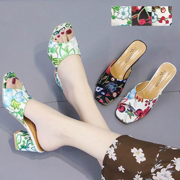 春夏 サンダル ミュール チャンキーヒール 太ヒール 花柄 オープントゥ 靴 シューズ レディース セール 2818s Sb Sandal053 メンズファッション Styleblockmen 通販 Yahoo ショッピング