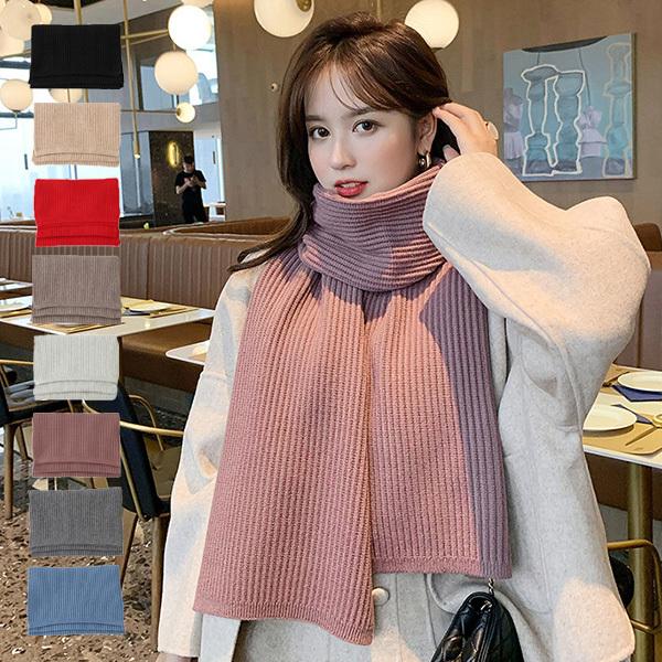 マフラー ニット 厚手 リブ 無地 韓国 赤 白 おしゃれ ストール レディース Sb Scarf033 パーティードレス Style Block 通販 Yahoo ショッピング