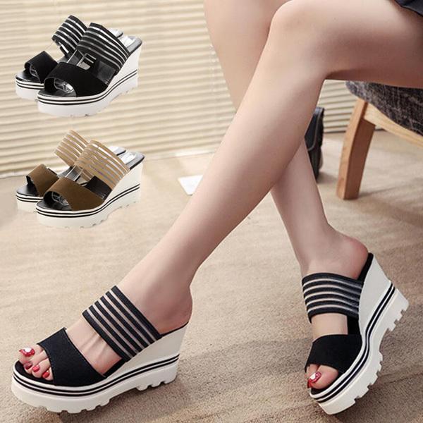 サンダル ウェッジサンダル 厚底 ストラップ 歩きやすい 黒 夏 ゴム ヒール 韓国 靴 シューズ レディース Sb V Ali A164 パーティードレス Style Block 通販 Yahoo ショッピング