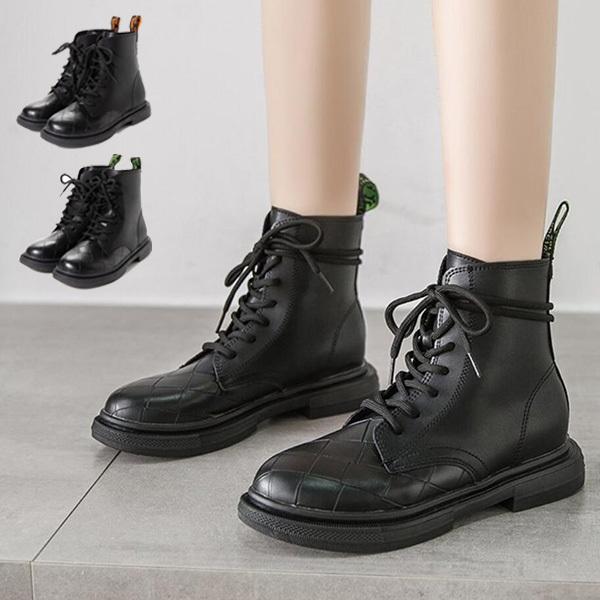 レースアップブーツ ショートブーツ ローヒール フラット 革 黒 ブーツ 靴 シューズ レディース Sb V Ali A1 パーティードレス Style Block 通販 Yahoo ショッピング