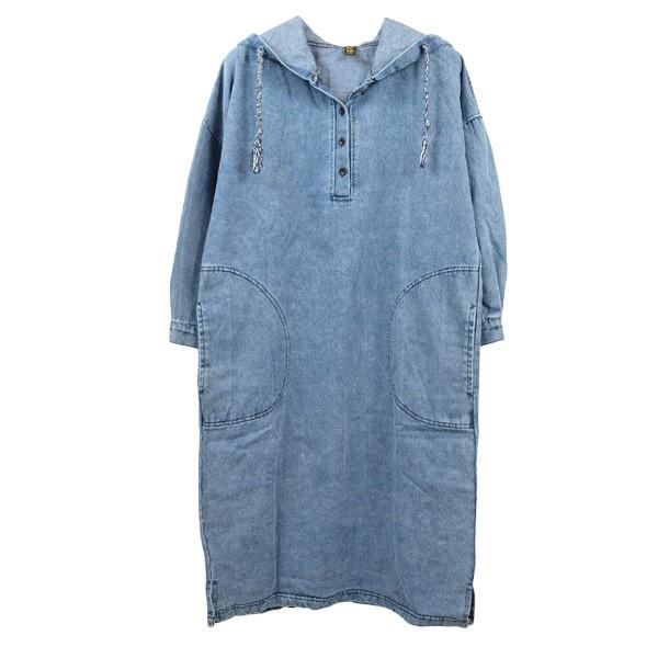 デニム ワンピース ワンピ パーカーワンピ ミモレ丈 ロングワンピース フードパーカー ビッグシルエット レディース Sb Ven Styleblock スタイルブロック 通販 Yahoo ショッピング