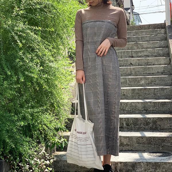 チェック ワンピース 春 夏 ワンピース ドッキングワンピース ワンピ 長袖 グレンチェック 起毛 ロング マキシ丈 ハイネック スリット レディース Sb X メンズファッション Styleblockmen 通販 Yahoo ショッピング