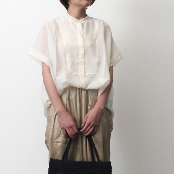 シャツ ブラウス 半袖 夏 スタンドカラー バンドカラー オフィス コーデ 無地 シアー ブザム トップス レディース Sb X パーティードレス Style Block 通販 Yahoo ショッピング