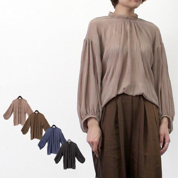 ブラウス シャツ スタンドカラー ハイネック プリーツ 無地 長袖 オフィス 夏 おしゃれ トップス レディース Sb X メンズファッション Styleblockmen 通販 Yahoo ショッピング