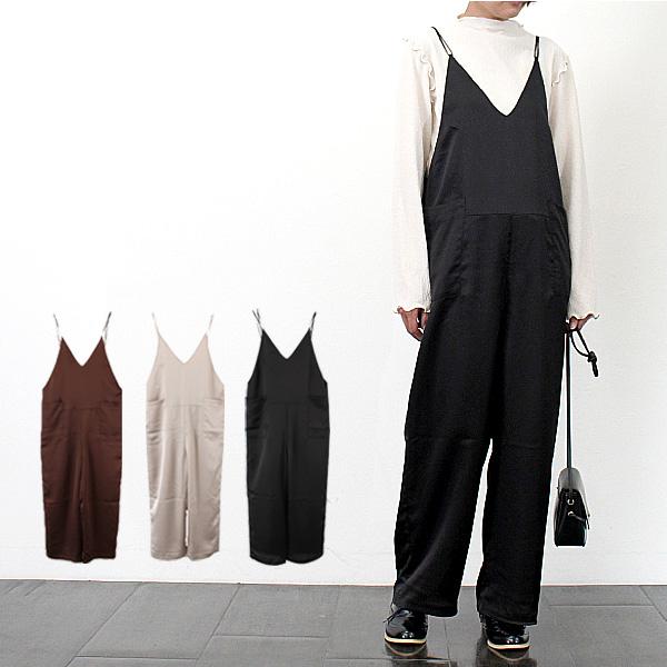サロペット オーバーオール オールインワン パンツ サテン コーデ 秋 Vネック ロング 無地 ボトムス レディース Sb X メンズファッション Styleblockmen 通販 Yahoo ショッピング