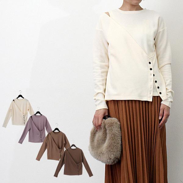 ニット セーター 長袖 秋 肩スリット 起毛 釦 無地 クルーネック フライス トップス レディース Sb X メンズファッション Styleblockmen 通販 Yahoo ショッピング