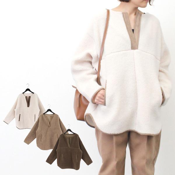 プルオーバー ボアブルゾン パイピング 秋 冬 長袖 スキッパー Vネック 無地 暖かい 白 トップス レディース Sb X メンズファッション Styleblockmen 通販 Yahoo ショッピング