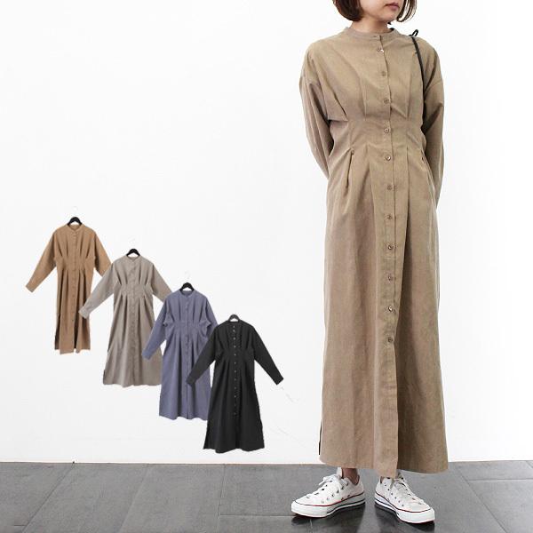 シャツワンピース ワンピース ロング マキシ丈 長袖 無地 タック きれいめ レディース Sb X メンズファッション Styleblockmen 通販 Yahoo ショッピング