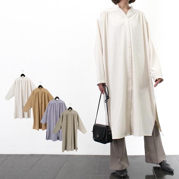シャツワンピース ワンピース ロング きれいめ ロング スタンドカラー 膝下 無地 長袖 レディース Sb X パーティードレス Style Block 通販 Yahoo ショッピング