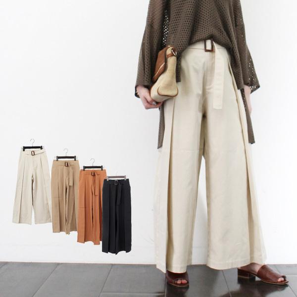 ワイドパンツ タックパンツ フレアパンツ 12分丈 ロング ベルト付き 無地 コットン 綿100 春 ボトムス パンツ レディース Sb X メンズファッション Styleblockmen 通販 Yahoo ショッピング