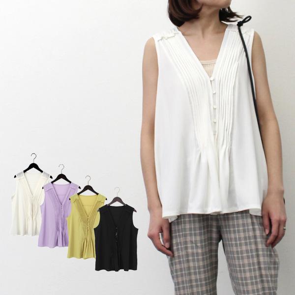 シャツ ブラウス ノースリーブ Vネック 無地 シアー リブ ピンタック 夏 トップス レディース Sb X メンズファッション Styleblockmen 通販 Yahoo ショッピング