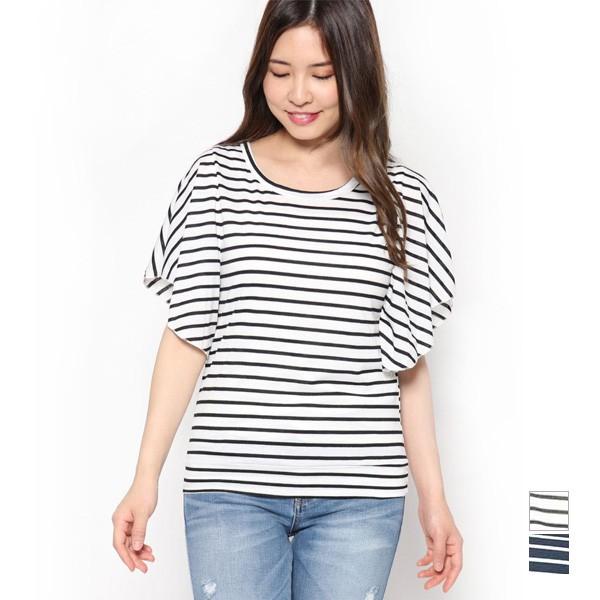 カットソー Tシャツ 春夏 夏 フレアスリーブ ボーダーカットソー 半袖 レディース Sb Lin P6868 パーティードレス Style Block 通販 Yahoo ショッピング