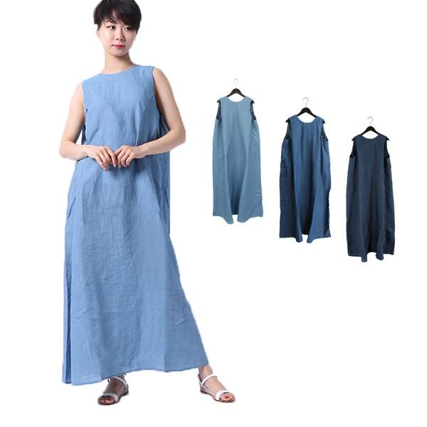 ワンピース Aライン デニムワンピース ダンガリー ノースリーブ ギャザー マキシ丈 ロング レディース セール 2818s Sb 257 メンズファッション Styleblockmen 通販 Yahoo ショッピング