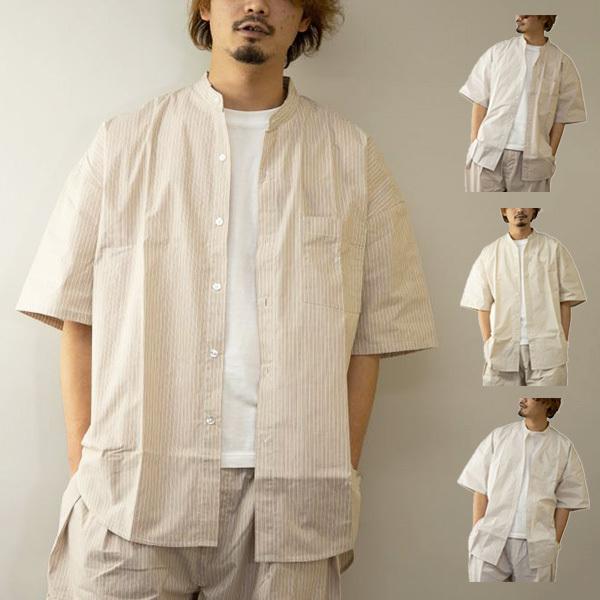 シャツ 半袖 5分袖 バンドカラー ノーカラー ビッグ オーバーサイズ ストライプ柄 春 夏 おしゃれ トップス ユニセックス メンズ セール 2818s Sb Sa317 メンズファッション Styleblockmen 通販 Yahoo ショッピング