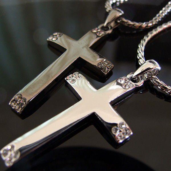 ネックレス メンズ 十字架 クロス ペンダント メンズネックレス クロスネックレス ロジウム 黒ニッケル加工 ラインストーン Mnl48 Style By 通販 Yahoo ショッピング