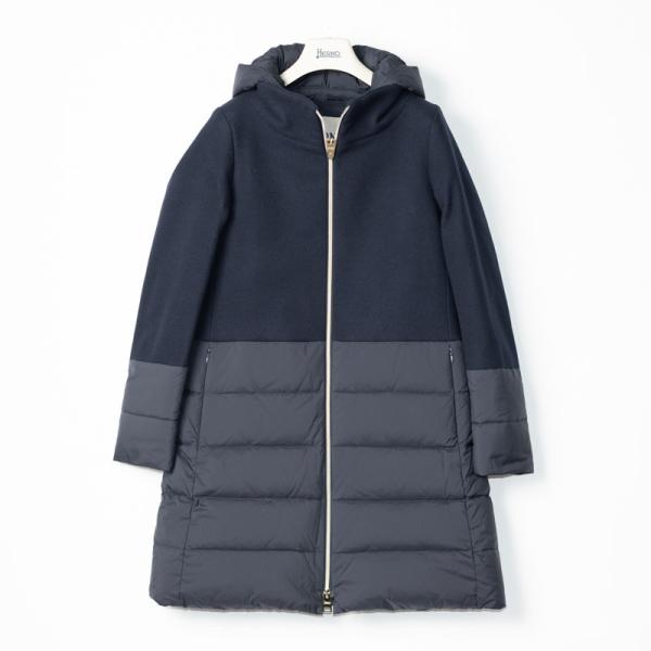 HERNO | ヘルノ ウールナイロン異素材コンビ ネイビー ダウン HERNO | ヘルノ ウールナイロン異素材コンビ ネイビー ダウン