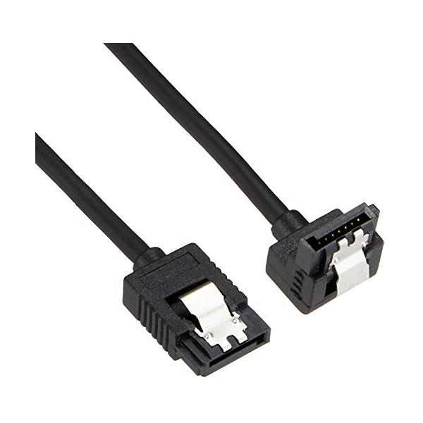 他サイト： ainex ラッチ付 シリアルATAラウンドケーブル 片下L型コネクタ 50cm 【SATR-3105LBK】の商品画像