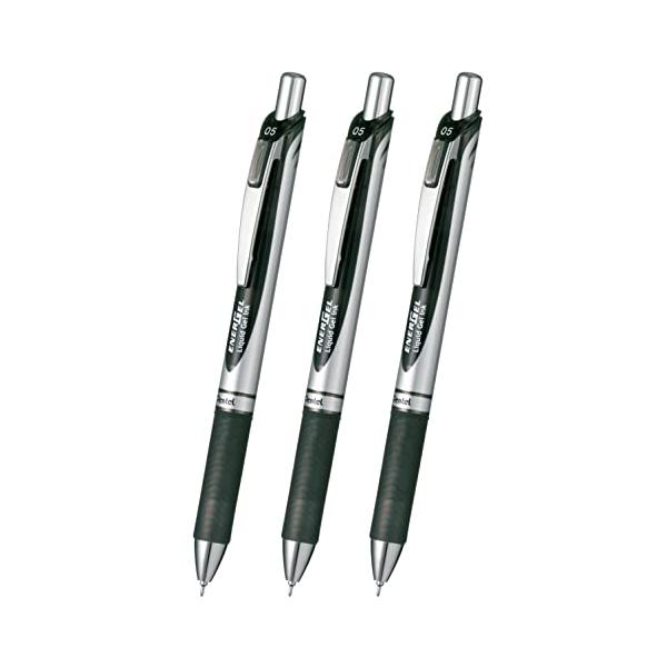 他サイト： ぺんてる ボールペン ゲルインキ エナージェル ノック式 0.5mm BLN75ZA3AMZ 黒 3本の商品画像