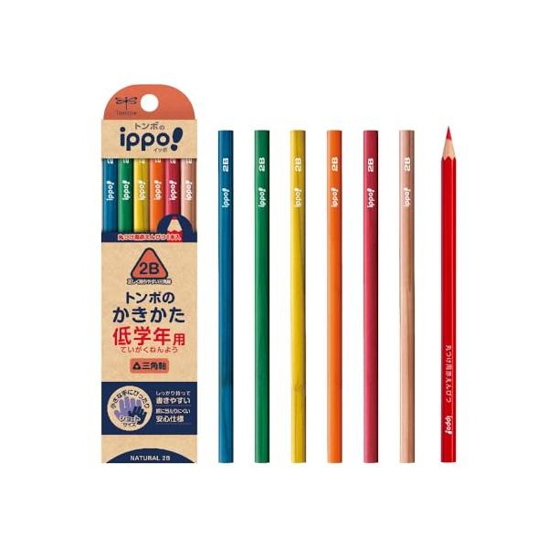 トンボ鉛筆 三角鉛筆 2B (赤えんぴつ1本入り) 安全の短め設計 ippo 低