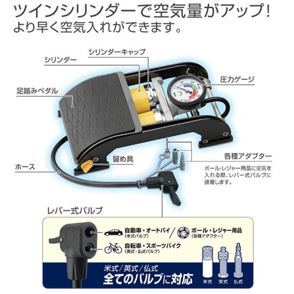 空気入れ 自転車用を自動車に バルブ付属