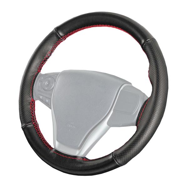 本革 ハンドルカバー フィックススポーツ M(編込み)ブラック×レッド