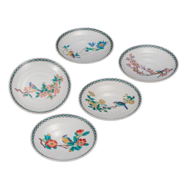 九谷焼 日本の伝統工芸品【九谷焼】 5.2号皿揃 花鳥絵変り (K9