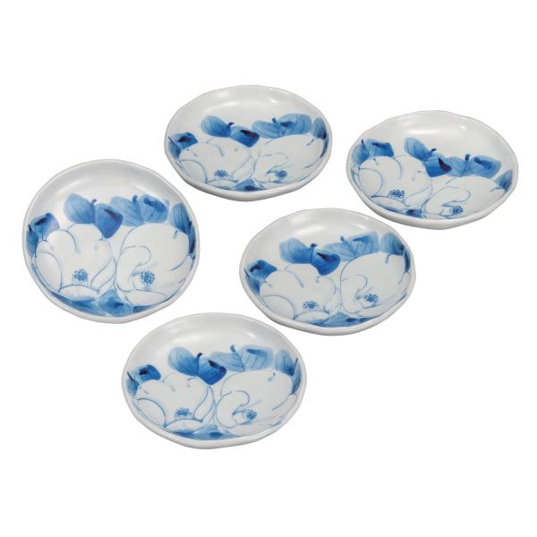 九谷焼 日本の伝統工芸品【九谷焼】 4.8号皿揃 白椿 紅椿窯 (K9