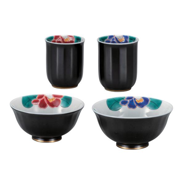 九谷焼いわたや 睦揃・色椿 K8-529 新着商品】ペアマグカップ・色絵椿