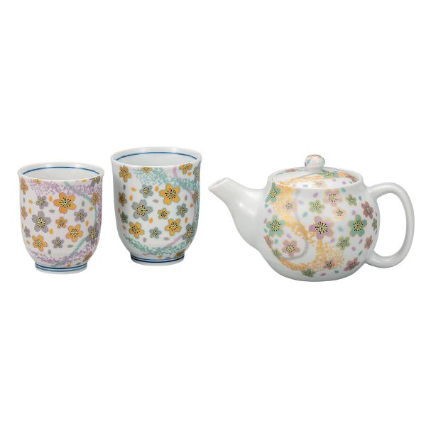 工芸品 陶器 九谷焼 九谷焼 日本の伝統工芸品【九谷焼】 くつろぎ揃 曲水花 網付 (K9-660