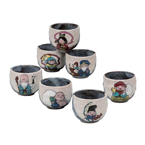 七福神　陶器製 九谷焼 九谷焼 日本の伝統工芸品【九谷焼】 組盃 七福神 (K9-1225) (K8-1147