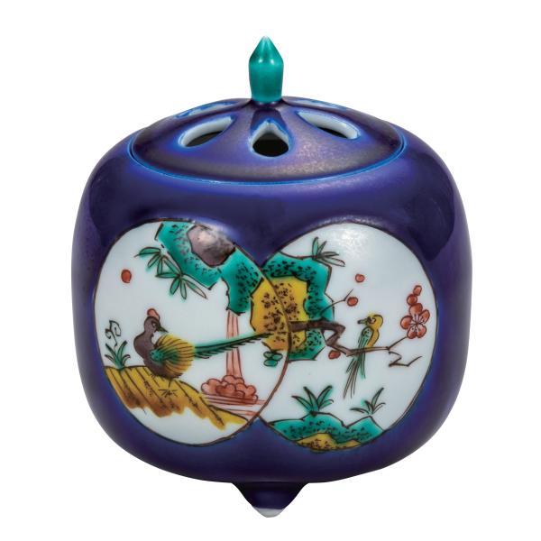 九谷焼 日本の伝統工芸品【九谷焼】 3.8号香炉 割取花鳥 糠川孝之 (K8